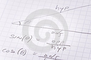 Trigonometrical functions written on a Sheet of Paper