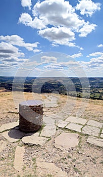 Trigonometrical point on the summit of Mam Tor at Peak District, Derbyshire, UK