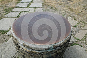 Trigonometrical point on the summit of Mam Tor at Peak District, Derbyshire, UK