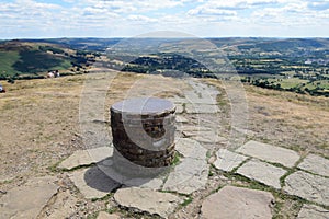 Trigonometrical point on the summit of Mam Tor at Peak District, Derbyshire, UK