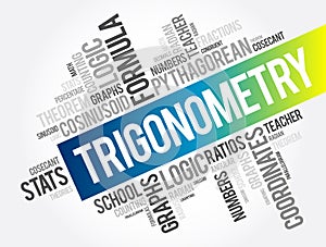 Trigonometry word cloud collage, education concept background