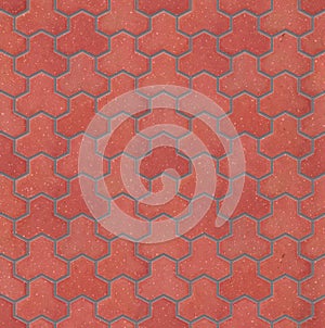 Trihex red style brick pavers, seamless texture