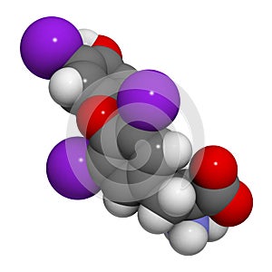 triiodothyronin hormone molecule, chemical structure