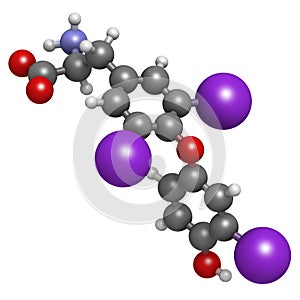 Triiodothyronine hormone (t3, liothyronine) molecule, chemical s