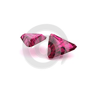 Trillion straight shape sapphire pink cuts isolated on white background.3d rendering illustration. perspective view