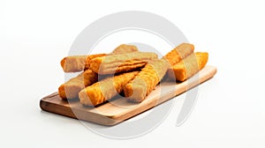 Trillwave Style Tofu Sticks On Wooden Board - Textural Sensations In 8k Resolution photo