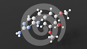 trimethoprim molecule, molecular structure, urinary anti-infectives, ball and stick 3d model, structural chemical formula with