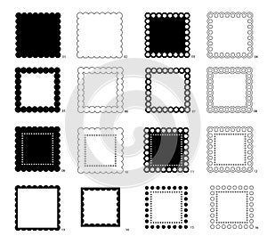 Vector scalloped square frames clip art set.