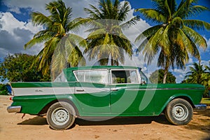 TRINIDAD, CUBA - DECEMBER 11, 2014: Old classic American car par