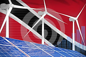 Trinidad and Tobago solar and wind energy digital graph concept - renewable natural energy industrial illustration. 3D