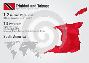 Trinidad and Tobago world map with a pixel diamond texture.