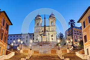 The Trinita dei Monti church and the famous Spanish Steps