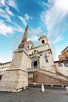 Trinita dei Monti Church in Renaissance style - Rome Italy