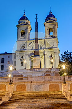The Trinita dei Monti church and the Spanish Steps