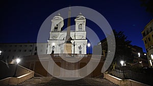 Trinita dei Monti church, spanish steps and Spain square