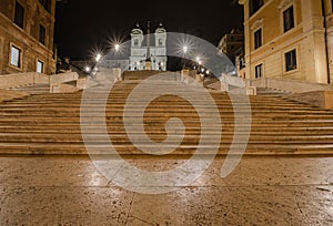 Trinita dei Monti by night, Piazza di Spagna, Rome