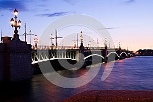 Trinity Bridge across the Neva in Saint Petersburg, Russia