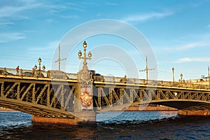 Trinity bridge across the river Neva, Russia