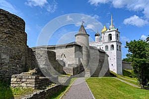 Trinity cathedral and the walls of Pskov Kremlin, Russia