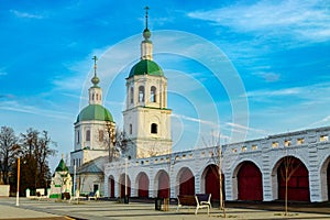 Trinity Church and arcade of Gostiny Dvor in Zaraysk