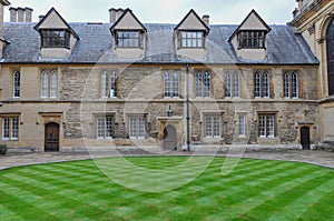 Trinity College Durham Quad with english lawn & building facade, Oxford, United Kingdom