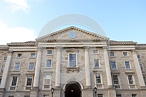 Entrance of Trinity College in Dublin - Ireland elite educational university - Dublin tourism