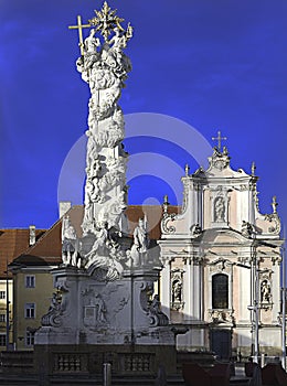 Trinity column and franciscion church St. PÃ¶lten