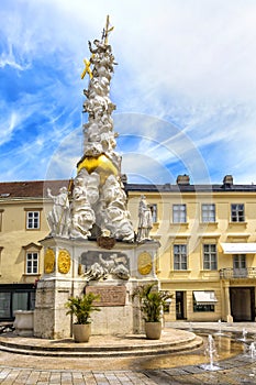 Trinity column (plague column) on Hauptplatz in Baden bei Wien photo