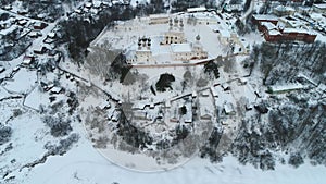 Trinity Makarievo-Unzhensky monastery. Kostroma region aerial video