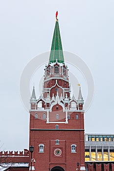 Trinity tower is the Central travel tower of the North-Western wall of the Moscow Kremlin, facing the Alexander garden. Moscow,