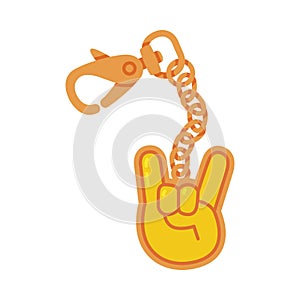 Trinket for Keys with Horn Sign Keychain or Keyring and Clasp Vector Illustration