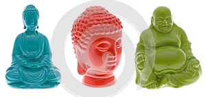 Trio of Bright Buddha Statues