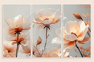 Trio of floral elegance, a symphony in peach and earth tones for the home