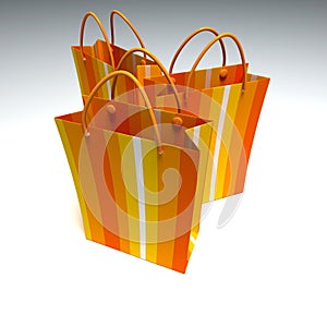 Trio of orange striped shopping bags