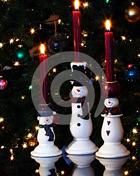 A Trio of Snowman Candles