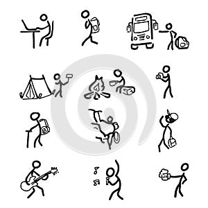 Trip adventure and entertain pictogram cartoon drawing