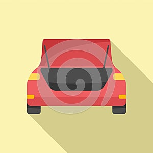 Trip car trunk icon flat vector. Vehicle door