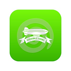 Trip dirigible icon green vector