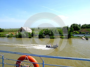 Trip with the ship on Sulina channel in Danube Delta, Tulcea, Romania