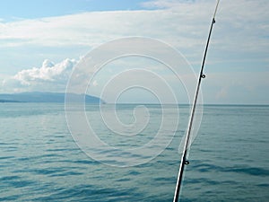 A trip to the morning sea fishing on a boat