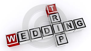 trip wedding word block on white
