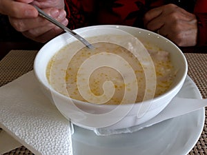 Tripe soup ciorba de burtÄƒ -a traditional Romanian dish