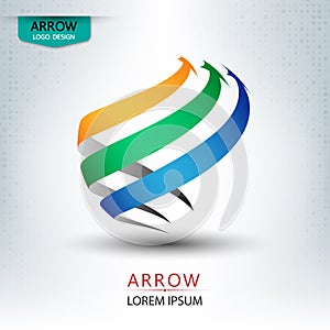 Triple arrow logo design round shape vector