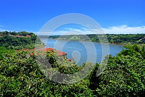 Triple border between Brazil, Paraguay and Argentina, on the Iguazu river.