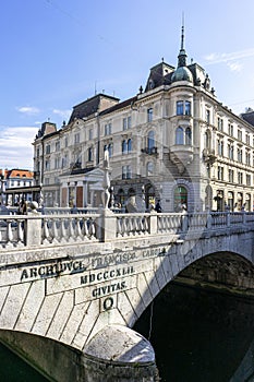 Triple Bridge designed by architect Plecnik 100 years ago