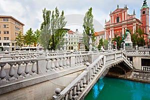Triple bridge in Ljubljana photo