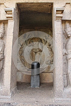 Triple Celled Rock Cut Shrine - Shiva and Gopi