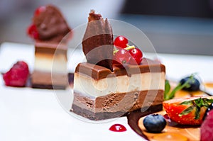 Triple chocolate dessert photo