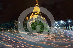 Triple circumambulation in Wat Yai Chai Mongkhon temple,Thailand. photo