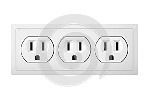 Triple electrical socket Type B. Receptacle from Canada.